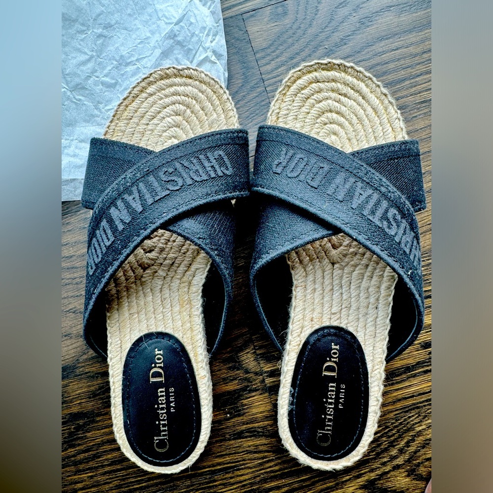 Christian Dior Granville Espadrille in black on black